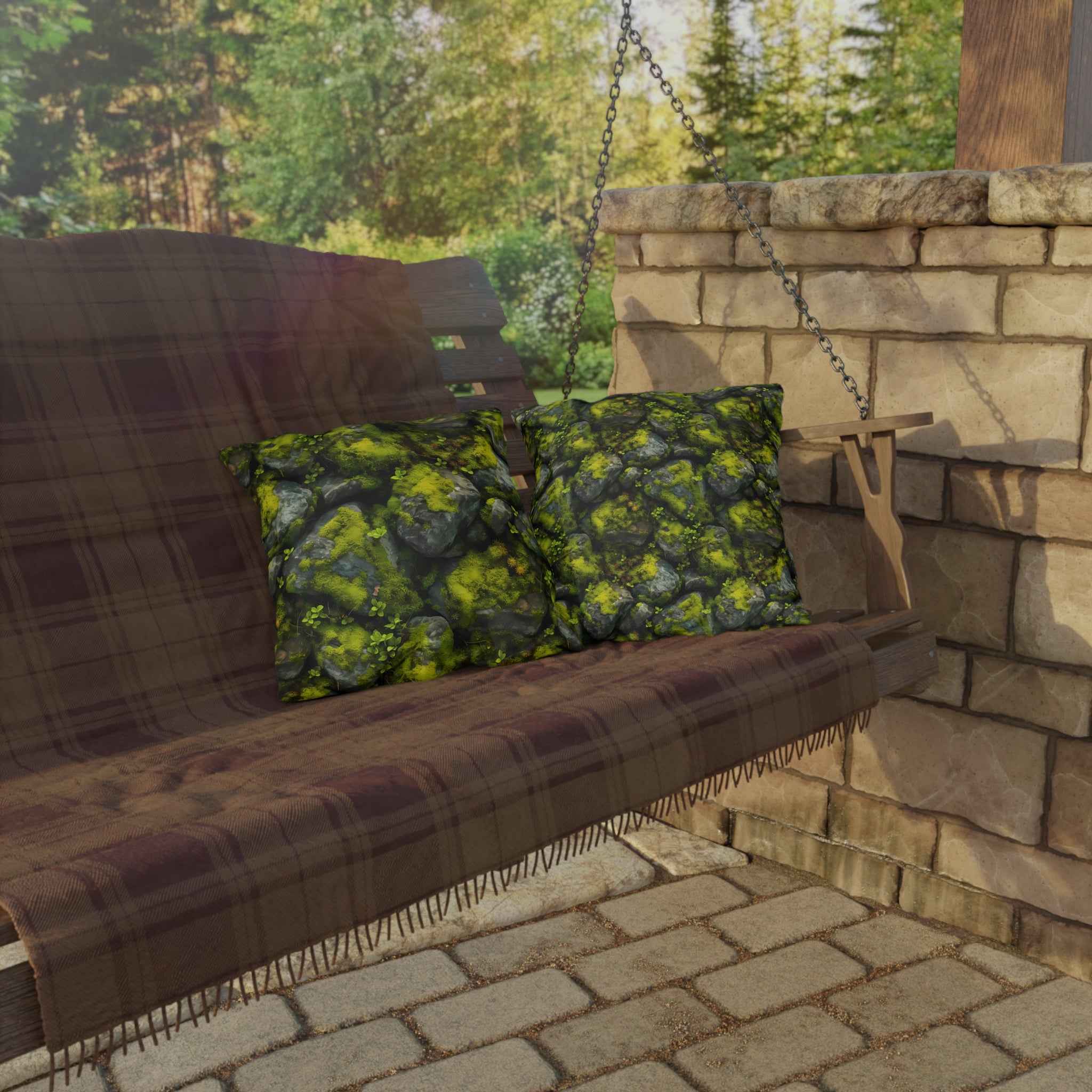 Outdoor Pillow | Moss Covered Rocks Throw Pillow