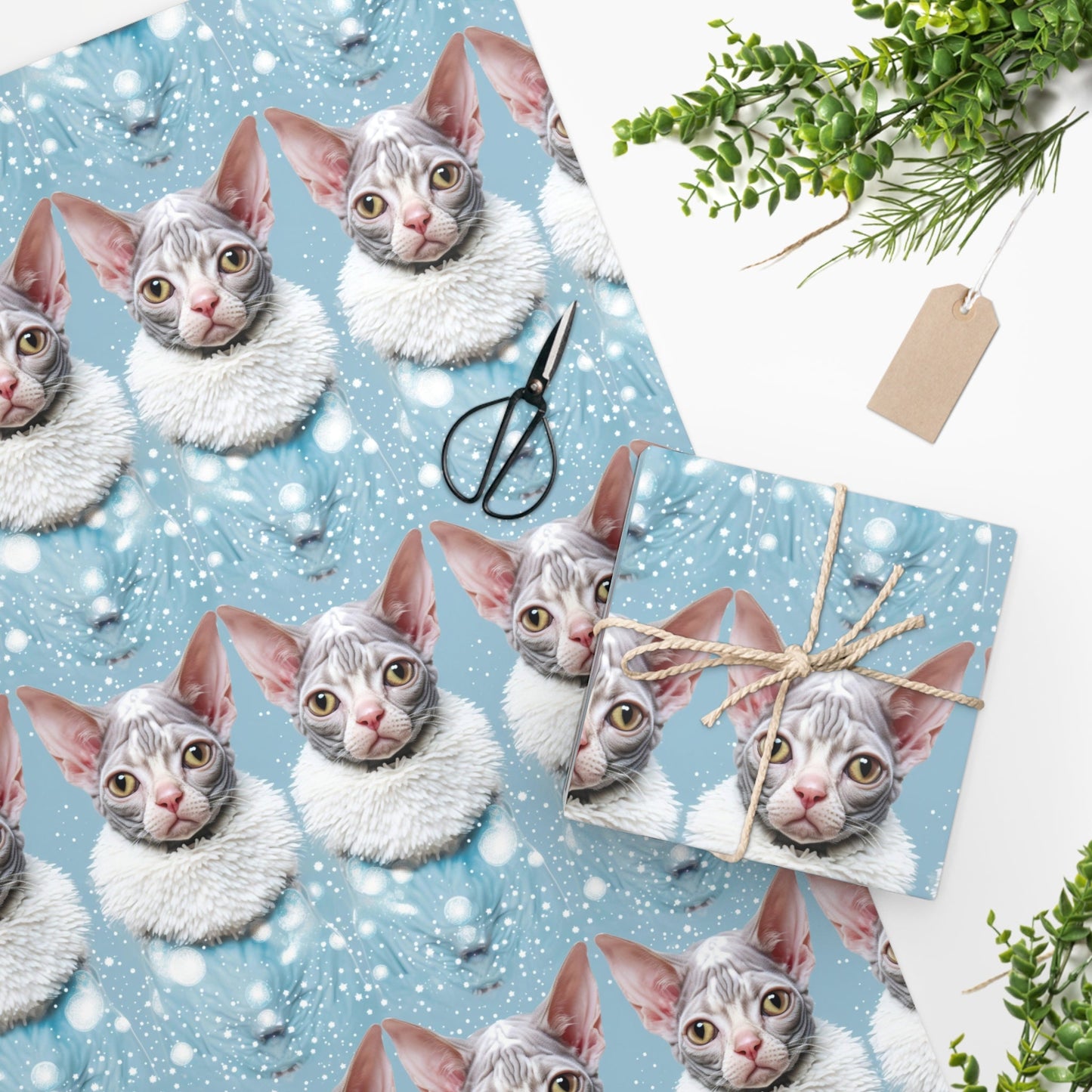 Sphinx Cat Holiday Wrapping Paper Rolls from The Curated Goose