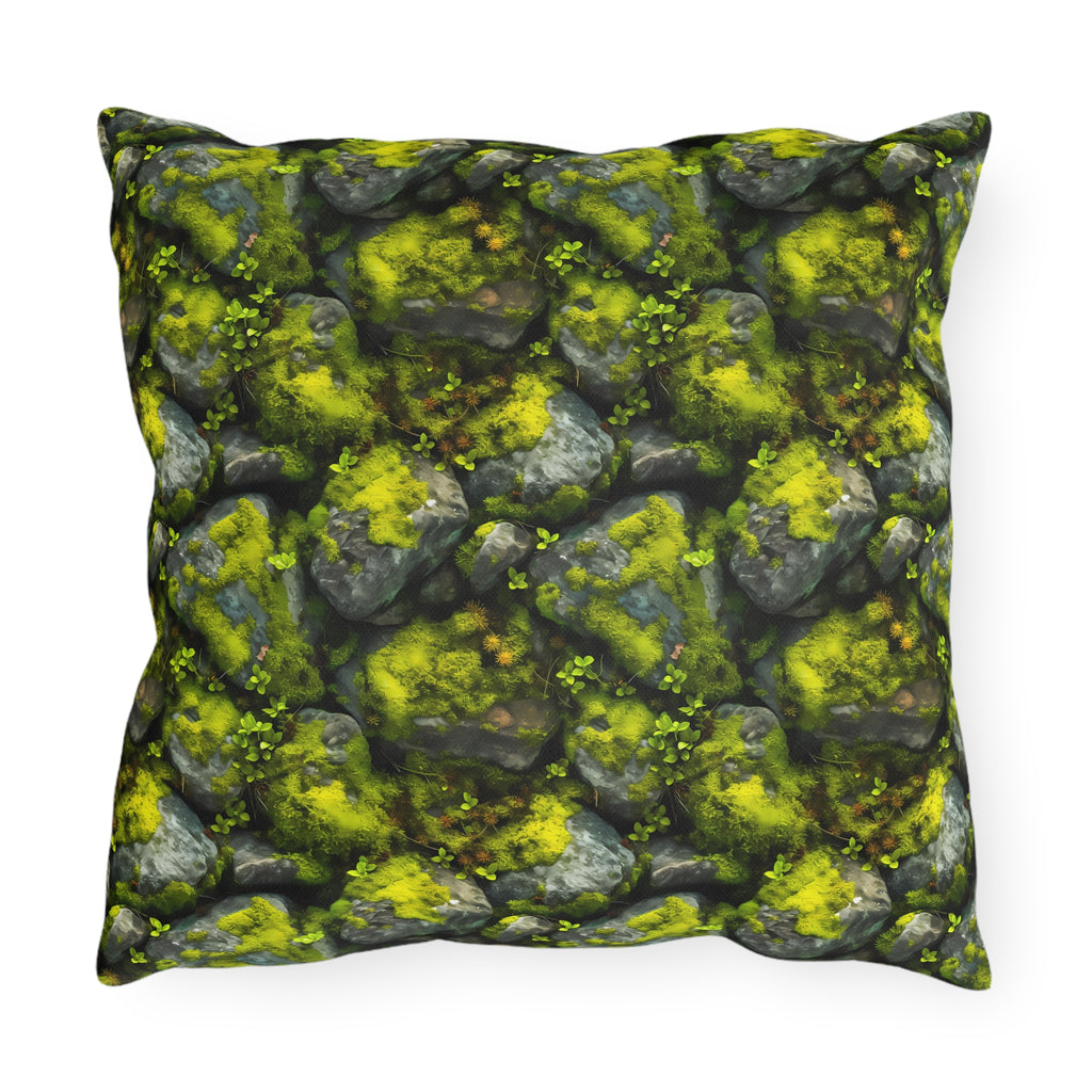 Outdoor Pillow | Moss Covered Rocks Throw Pillow