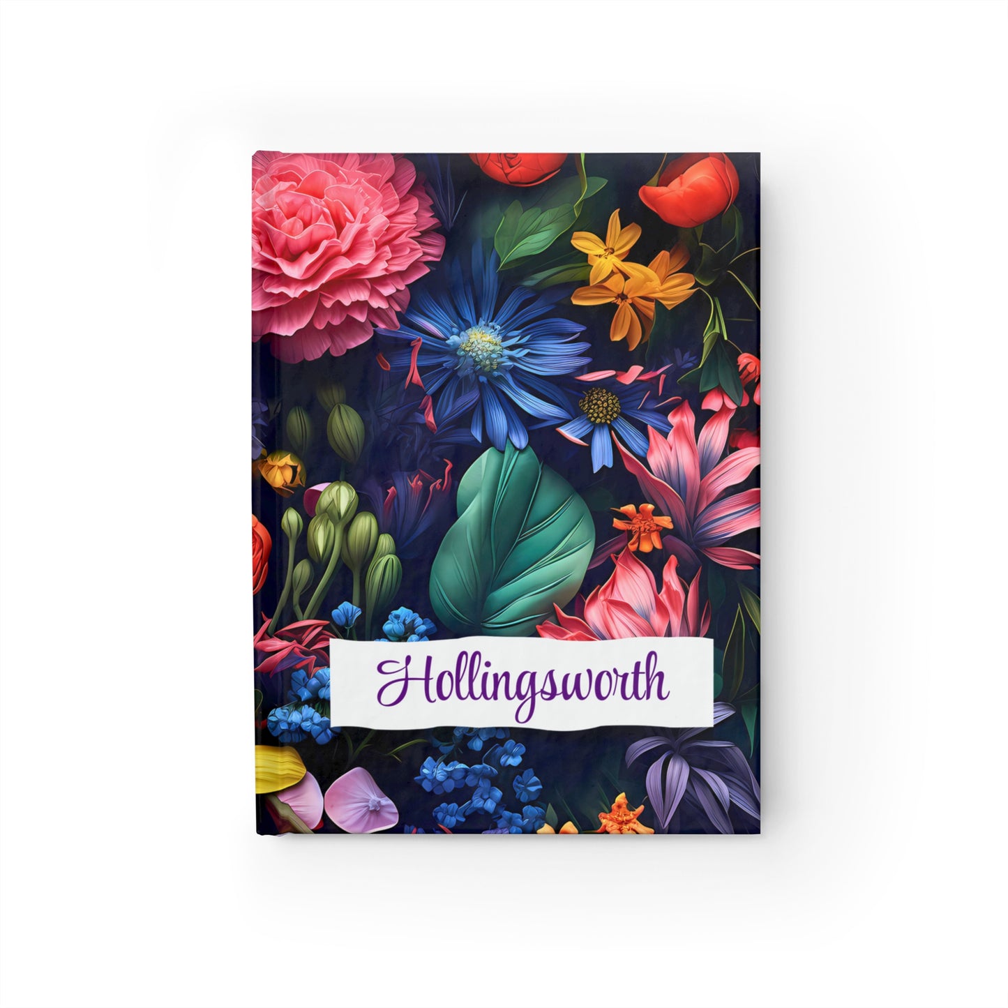 Personalized Name Moody Flowers Journal | Custom Dark Floral Hardcover Notebook | Unique Floral Diary Gift for Her