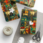 Vintage Victorian Santa in Festive Neighborhood Wrapping Paper – Luxurious & One-of-a-Kind Holiday Magic