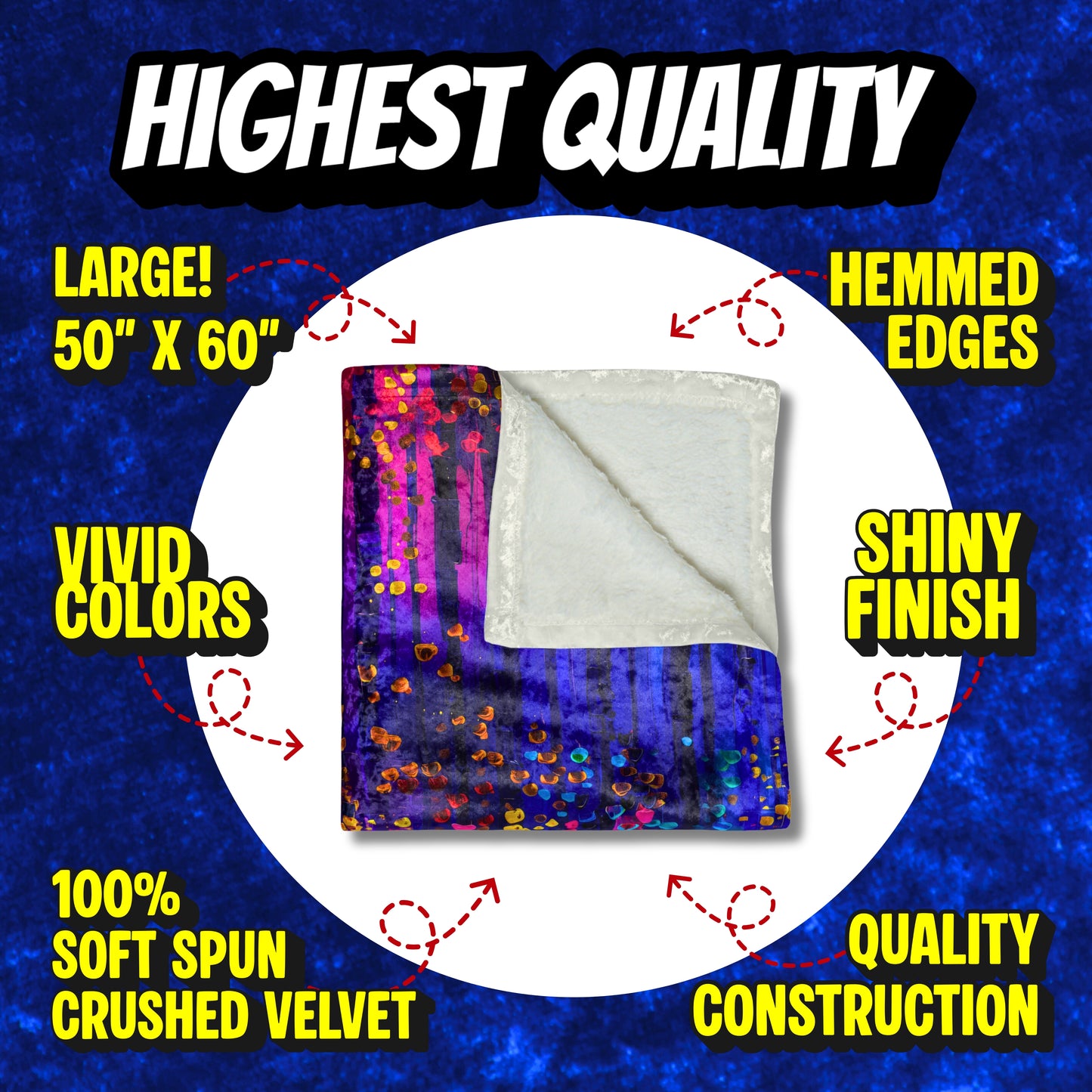 Crushed Velvet Blanket | Colorful Abstract Art