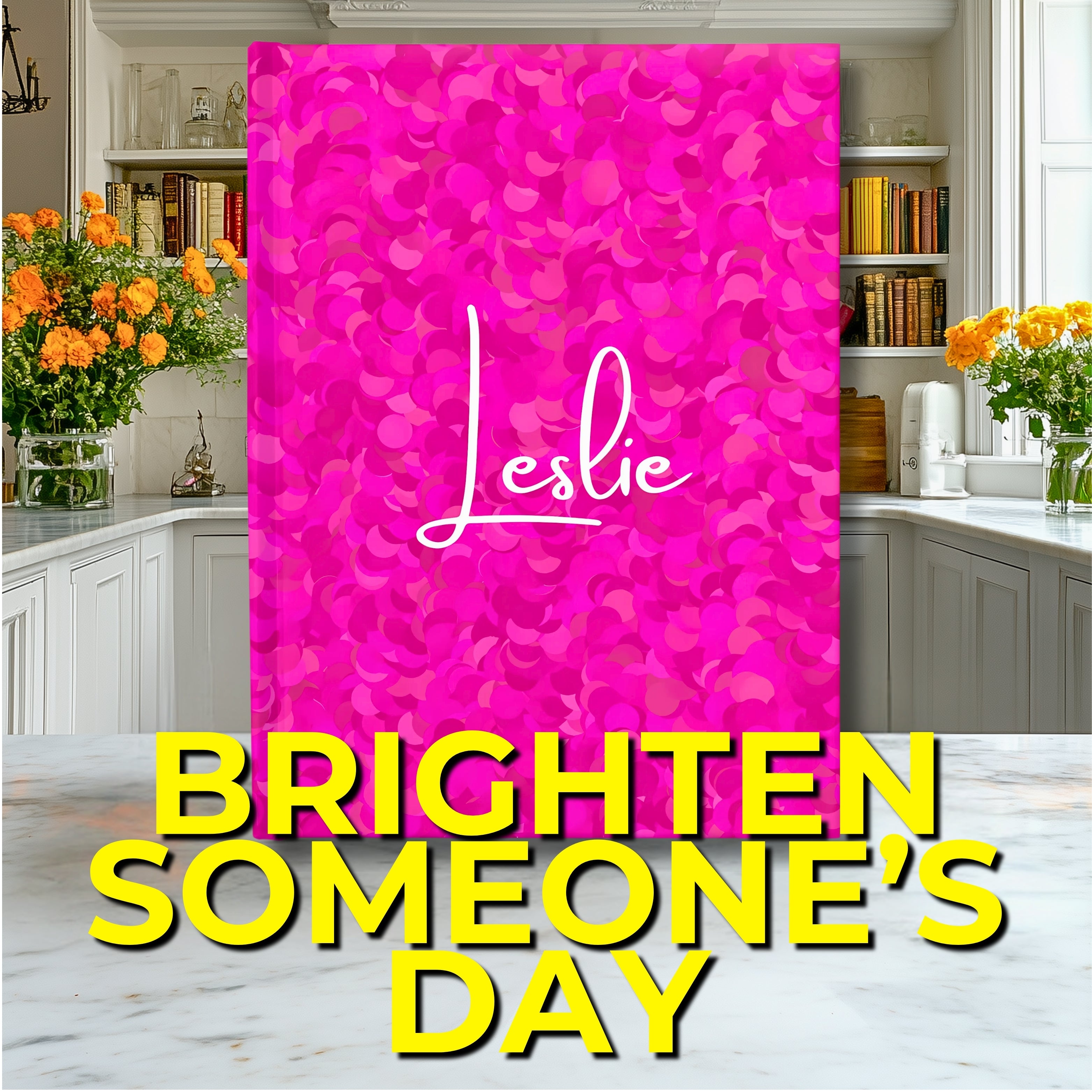 Minimalist Custom Name Hardcover Journal – Luxurious Hot Pink Diary