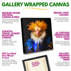 Find gallery wrapped canvas art prints of this rather intense and certainly interesting Victorian chicken royal portrait--only available from The Curated Goose. Museum-grade archival canvas and inks, scratch, crack, and warp resistant canvas, & FSC Certified sustainable pine wood frame/