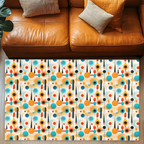 Mid Century Modern Area Rug | Retro Geometric Pattern Rug for Living Room, Office, Bedroom