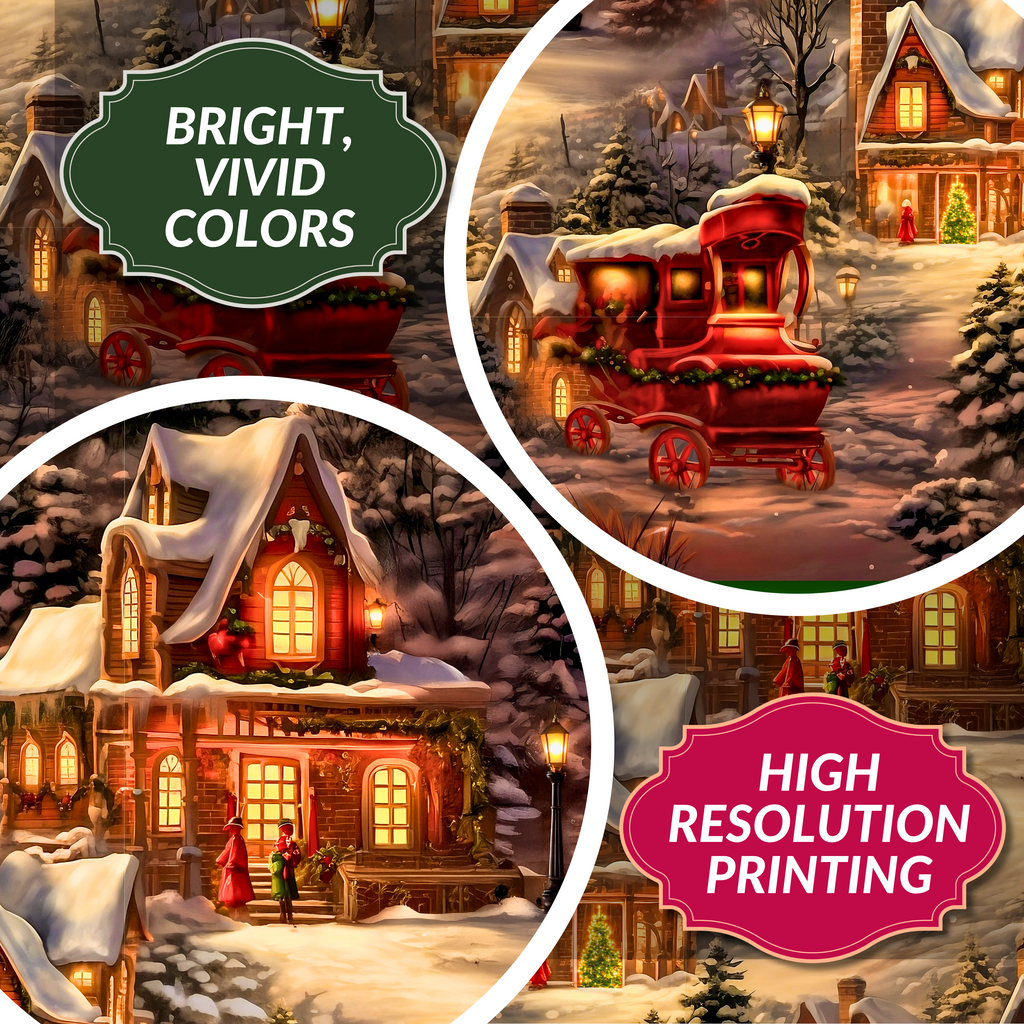 Vintage Horse Carriage Christmas Wrapping Paper: Winter Scene Design