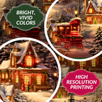 Vintage Horse Carriage Christmas Wrapping Paper: Winter Scene Design