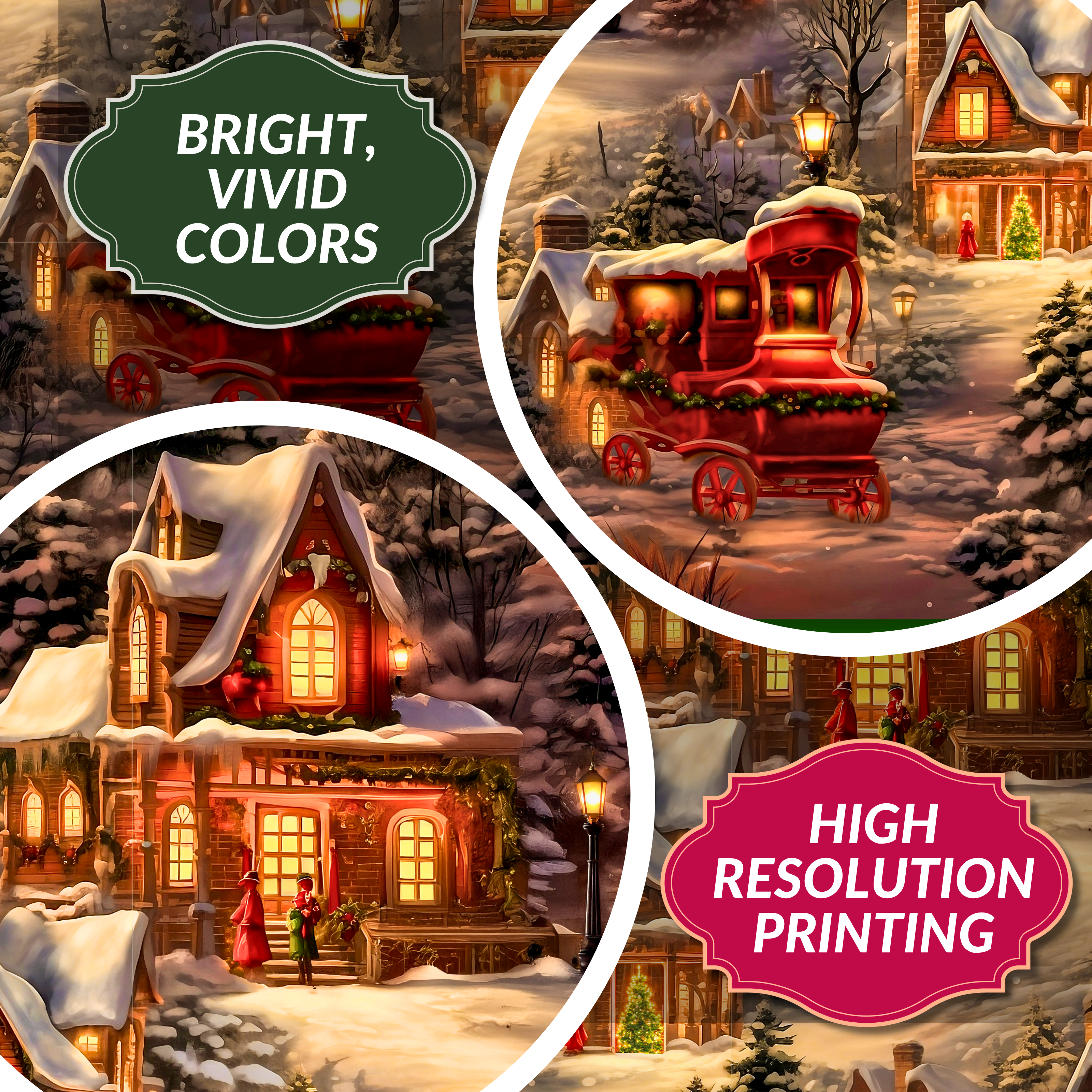 Vintage Horse Carriage Christmas Wrapping Paper: Winter Scene Design