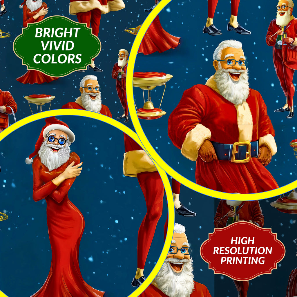 Festive Inclusive Santa in Dress Wrapping Paper Rolls for Holidays