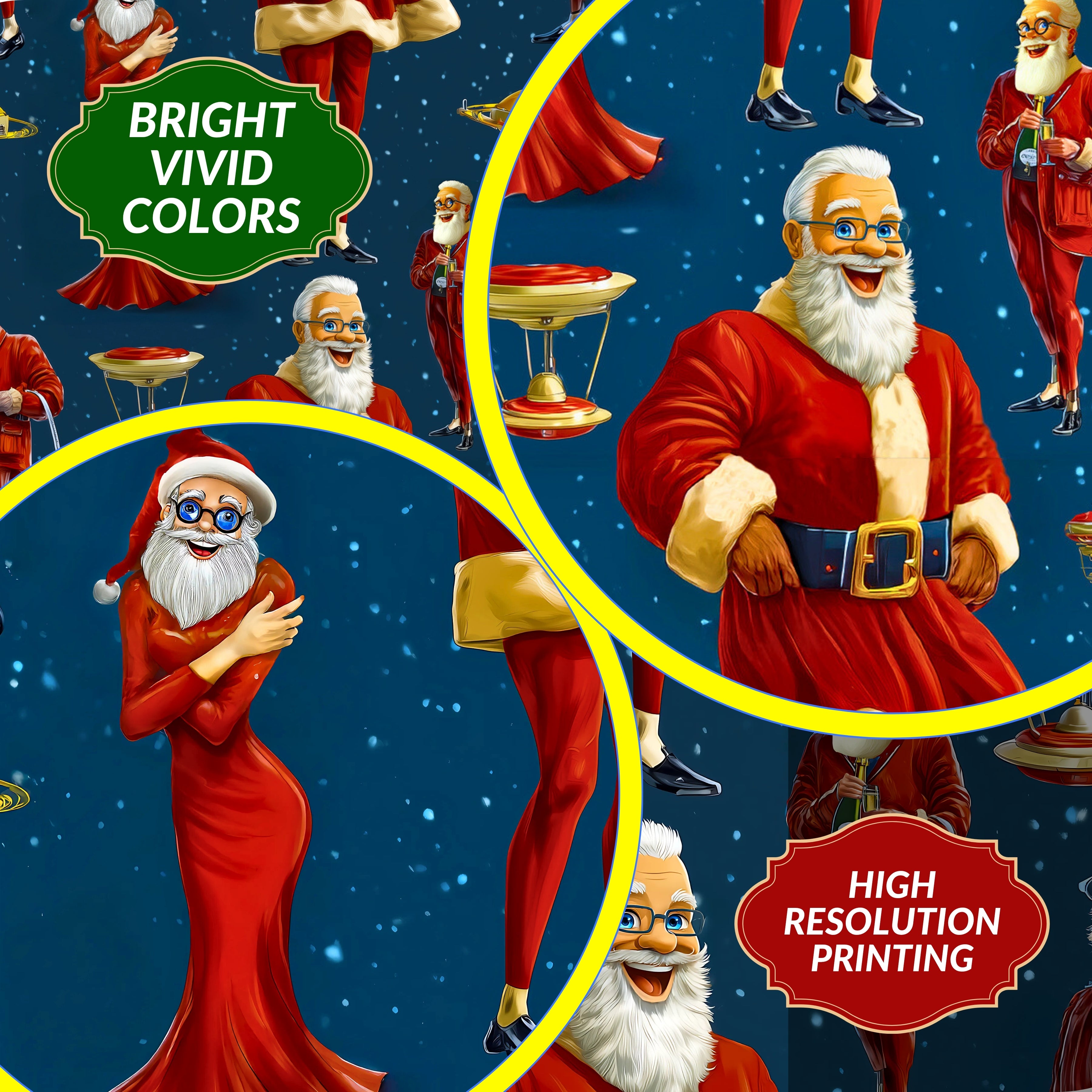 Festive Inclusive Santa in Dress Wrapping Paper Rolls for Holidays