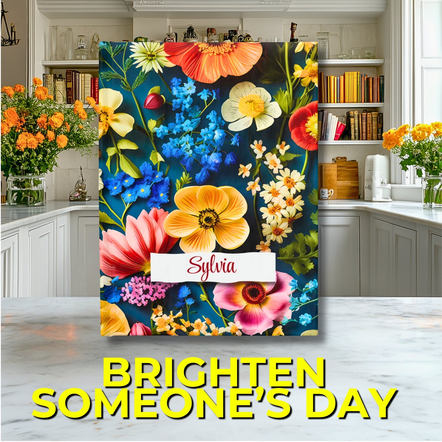 Personalized Name Colorful Wildflowers Journal – Custom Floral Notebook Gift