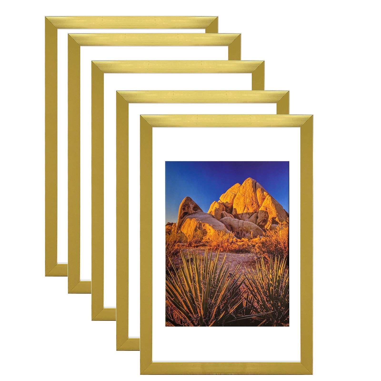Picture Frame PVC Gold Frame 15.4W*3.1D*21.3H / 8.8LB Wall Mount Display , Pack of 5