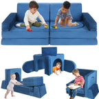 10 PCS Modular Kids Play Couch, DIY Convertible Foam Play Sofa, Multifunctional Floor Cushion, Creative Imaginative Play Fort Furniture for Boys Girls Playroom Bedroom
