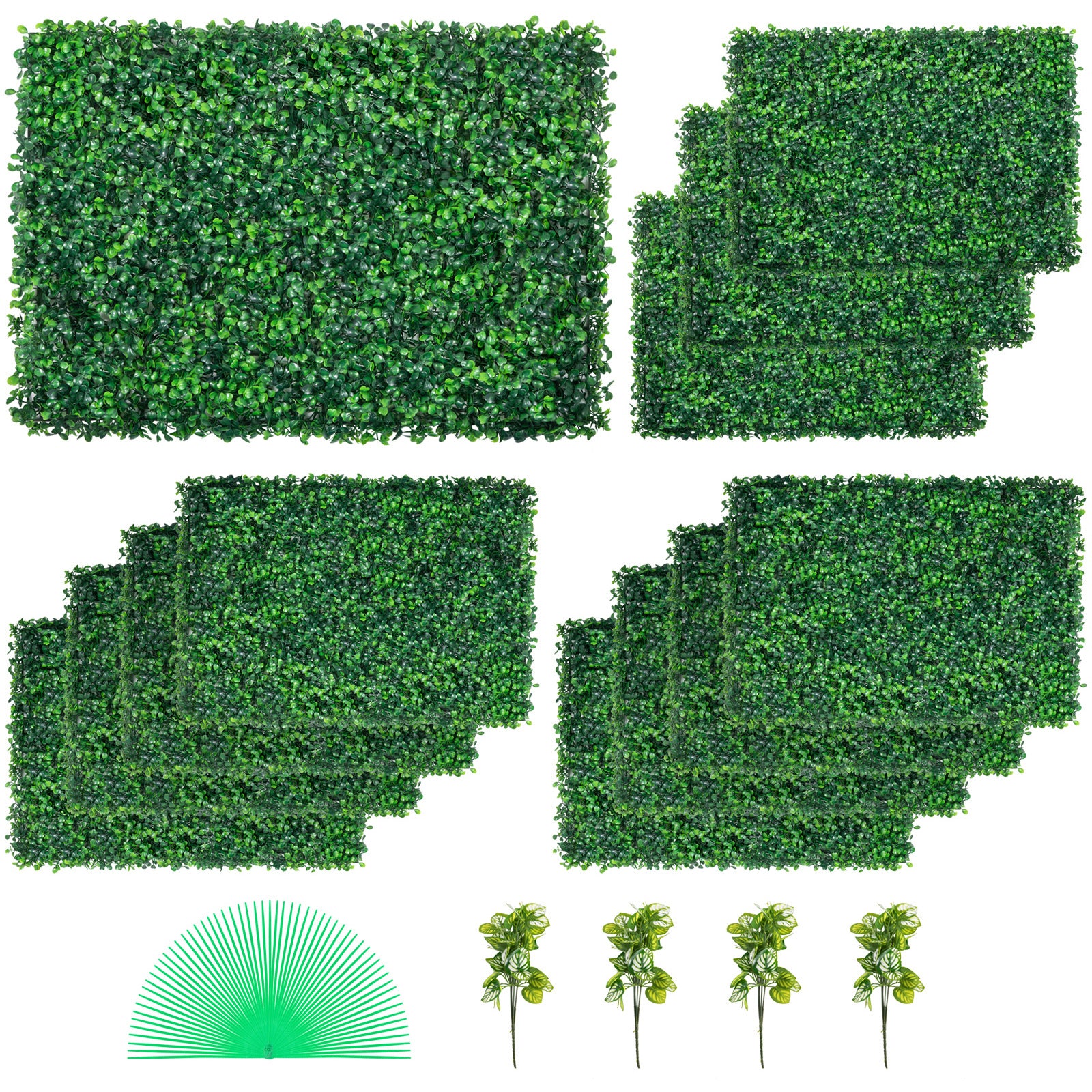 12PCS 24'x16' Grass Wall Panels for 32 SQ Feet, Boxwood Hedge Wall Panels, Artificial Grass Backdrop Wall 1.6', Privacy Hedge Screen UV Protected for Outdoor Indoor Garden Fence Backyard