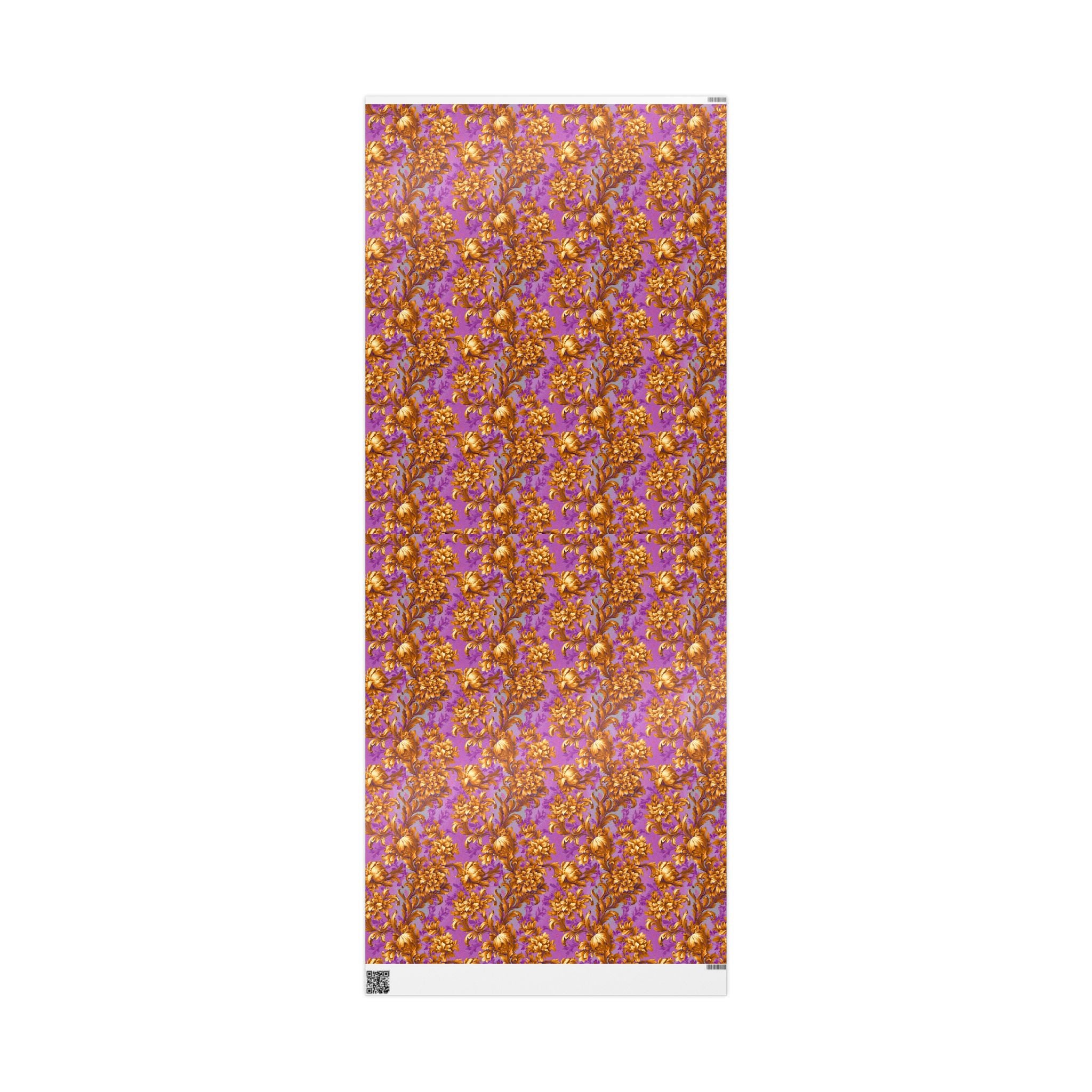 Baroque Beauty Wrapping Paper Rolls – Luxurious Purple & Gold Floral Elegance