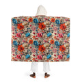 Vintage Floral Cable Knit Hooded Sherpa Blanket