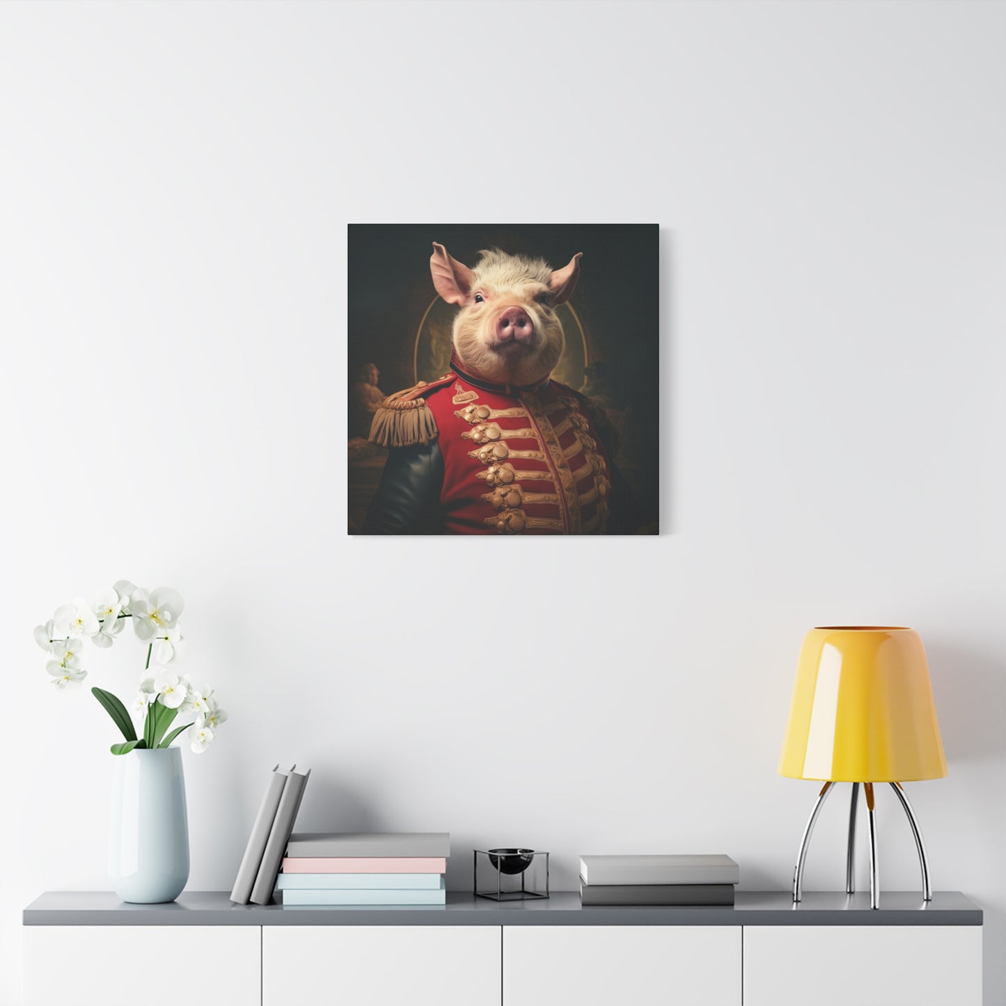 Victorian Pig Soldier "General Sow" Gallery Wrap Canvas