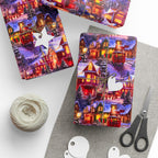 Snowy Winter Village Wrapping Paper Rolls – Nostalgic Holiday Charm with Horse Carriage Delight
