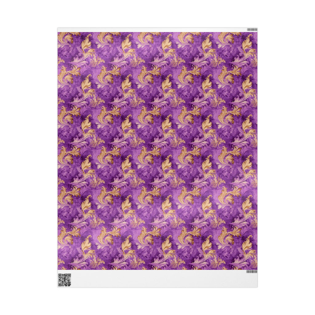 Watercolor Gift Wrap: Purple & Gold Floral, Luxurious 90-gsm Paper