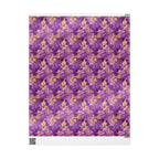 Watercolor Gift Wrap: Purple & Gold Floral, Luxurious 90-gsm Paper