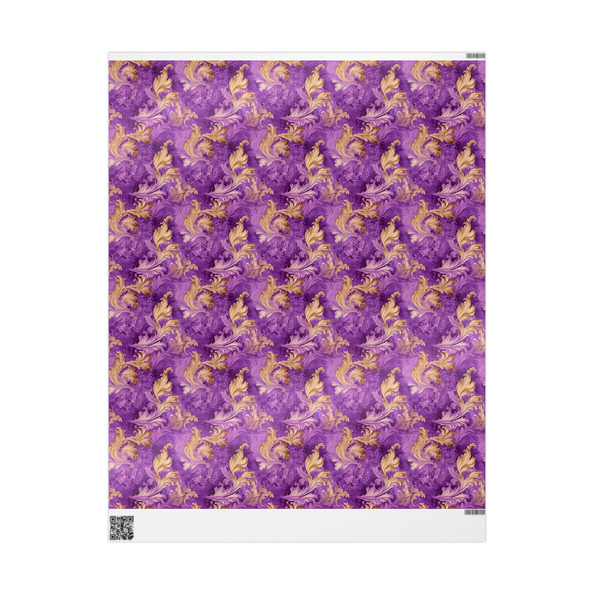Watercolor Gift Wrap: Purple & Gold Floral, Luxurious 90-gsm Paper