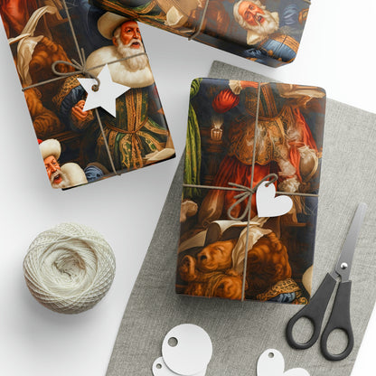 Renaissance Painting Carolers Wrapping Paper | Vintage Nostalgic Christmas Gift Wrap