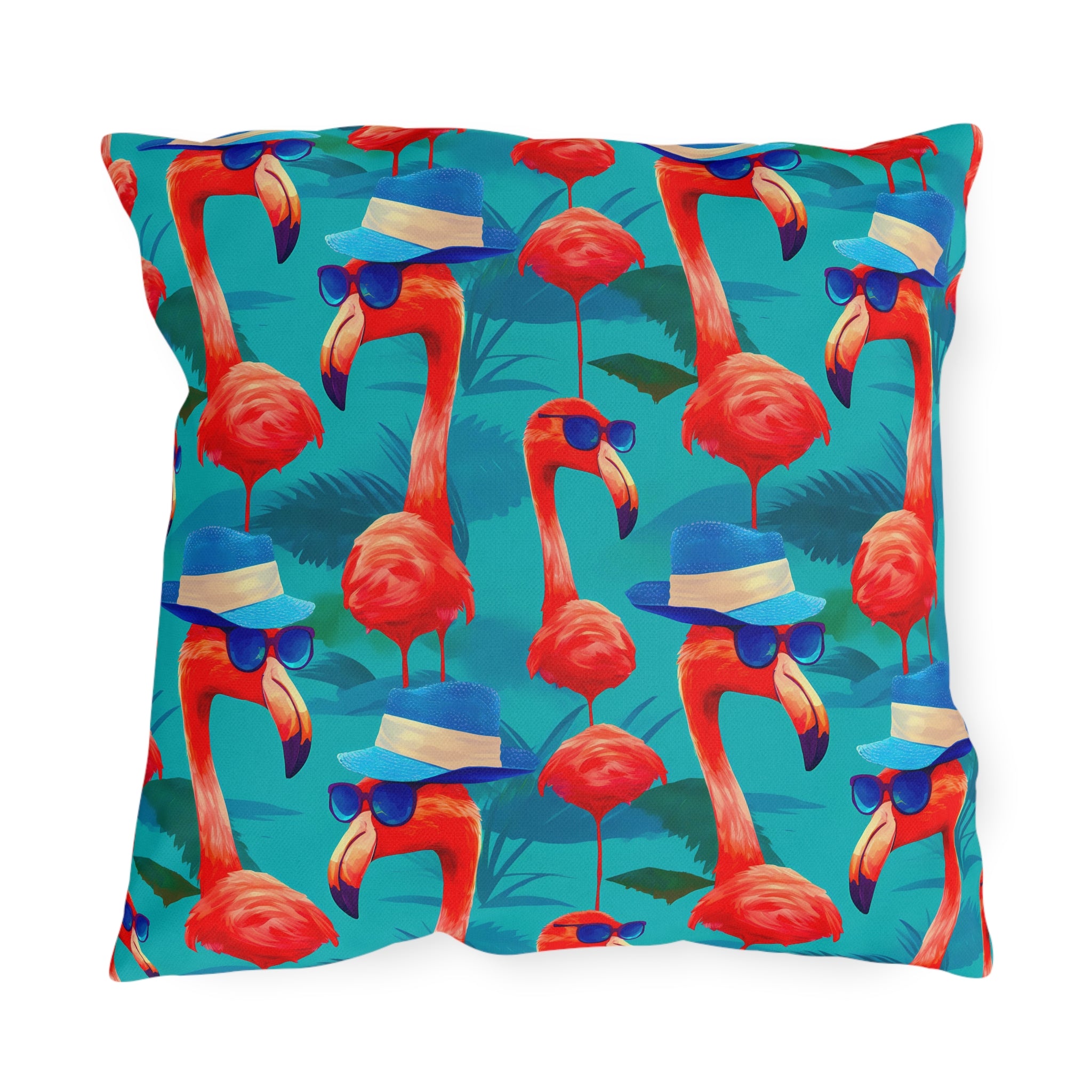 Durable Outdoor Pillow | Funny Pink Flamingos Throw Pillow from The Curated Goose