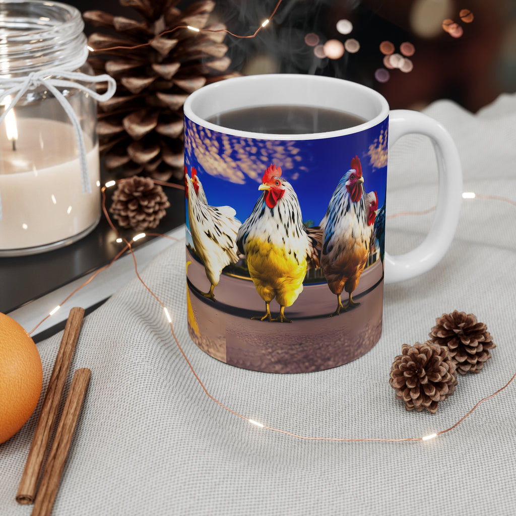 Coffee Mug | Chickens Crossed the Road | Silly Chicken Art | Funny Coffee Mugs from The Curated Goose