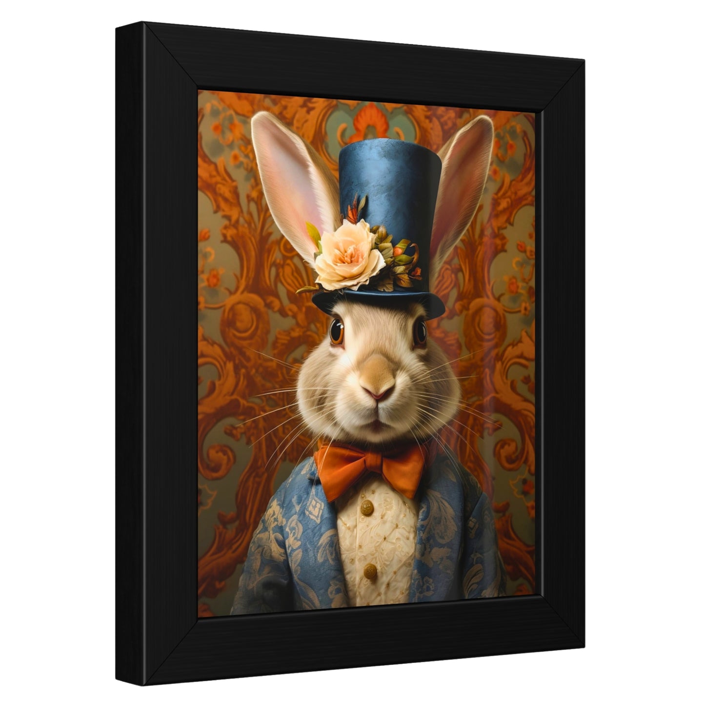 Victorian Bunny Art Print – Dapper Rabbit Portrait, Vintage Animal Art, Canvas or Framed Print, Whimsical Wall Art, Regency Hare Decor