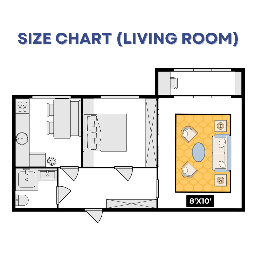 Floor plan of a living room with dimensions labeled