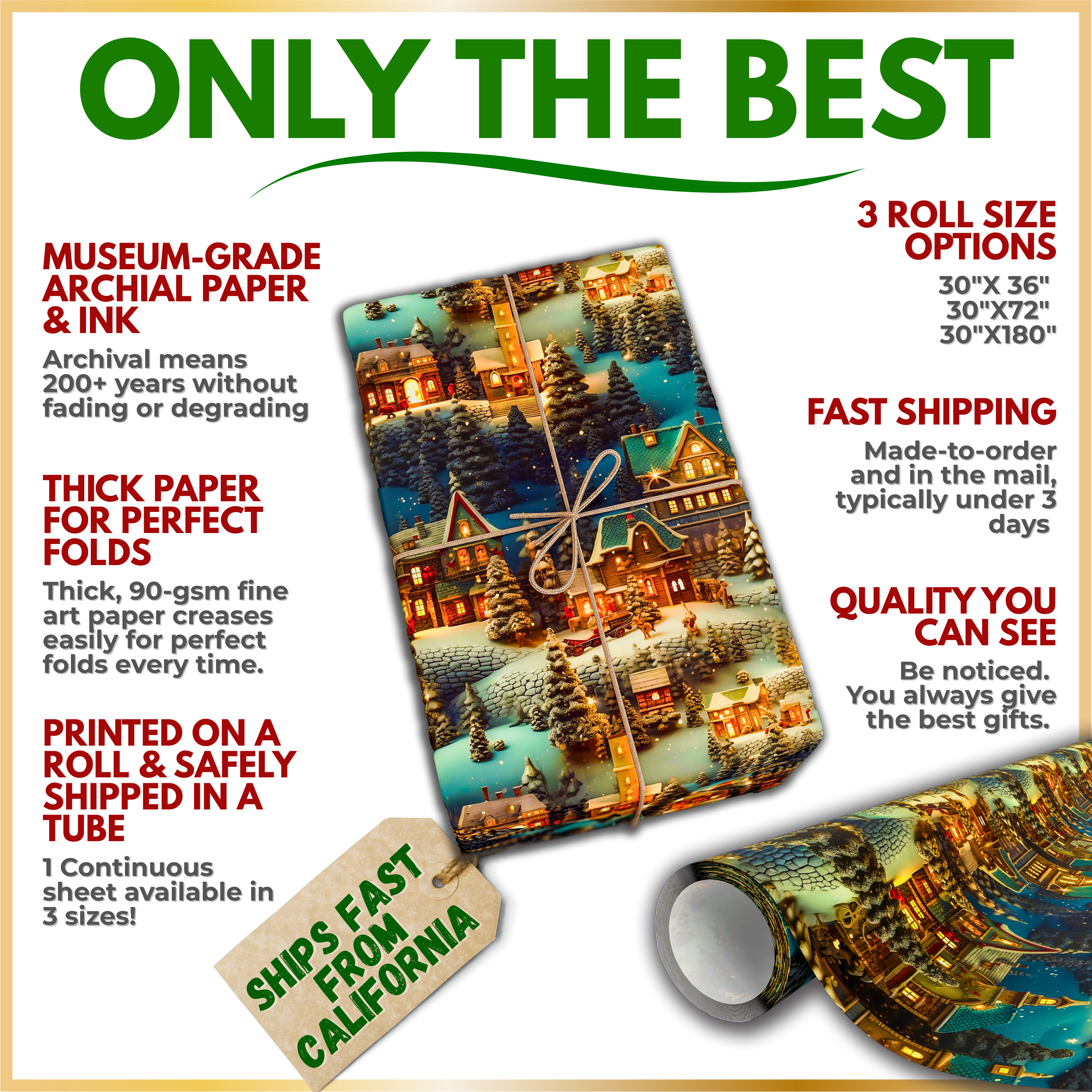 Only the best papers & ink for Mountain town holiday wrapping paper rolls from The Curated Goose