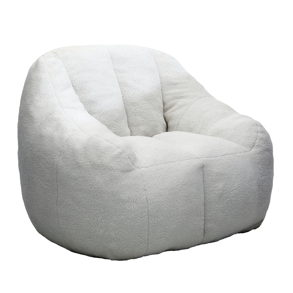 Comfy Bean Bag Chair with Memory Foam Filler – Tufted Soft Stuffed Bean Bag Sofa for Dorm, Apartment, or Living Room – White