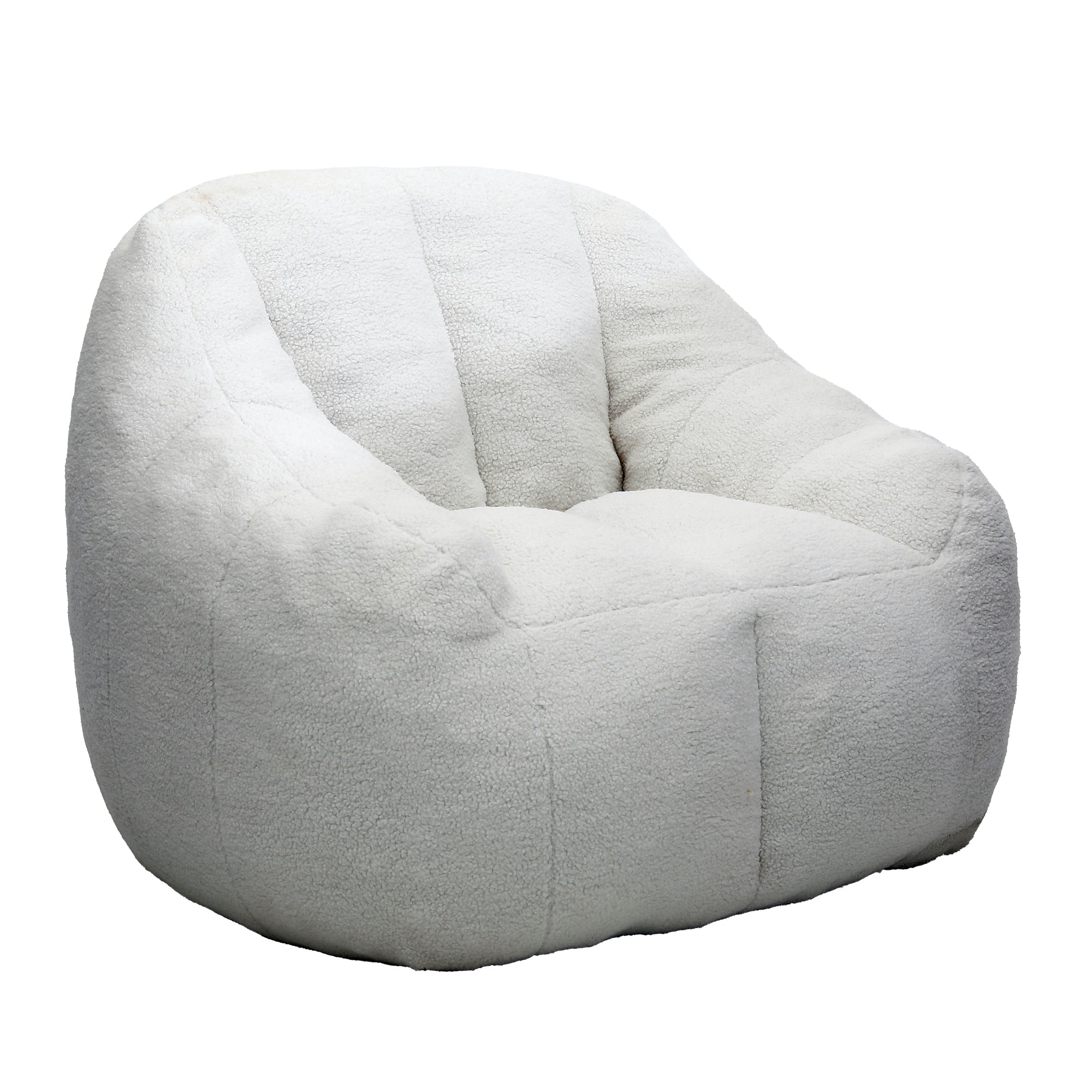 Comfy Bean Bag Chair with Memory Foam Filler – Tufted Soft Stuffed Bean Bag Sofa for Dorm, Apartment, or Living Room – White