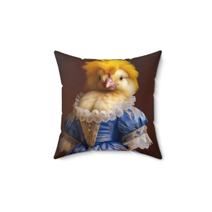 Square Pillow Funny Victorian Chick Portrait Faux Suede