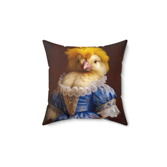 Square Pillow Funny Victorian Chick Portrait Faux Suede