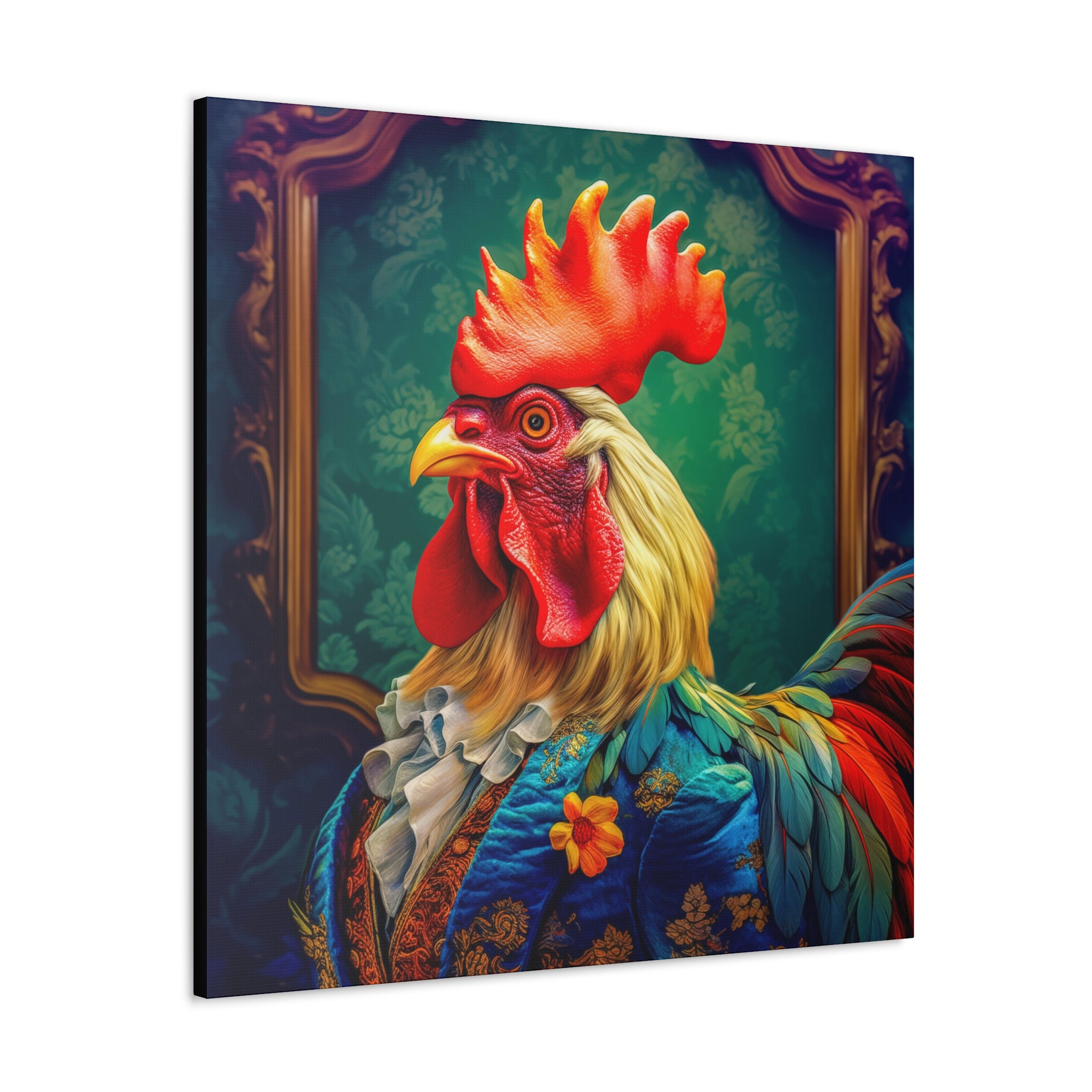 Colorful Renaissance Rooster Gallery Wrapped Canvas from The Curated Goose