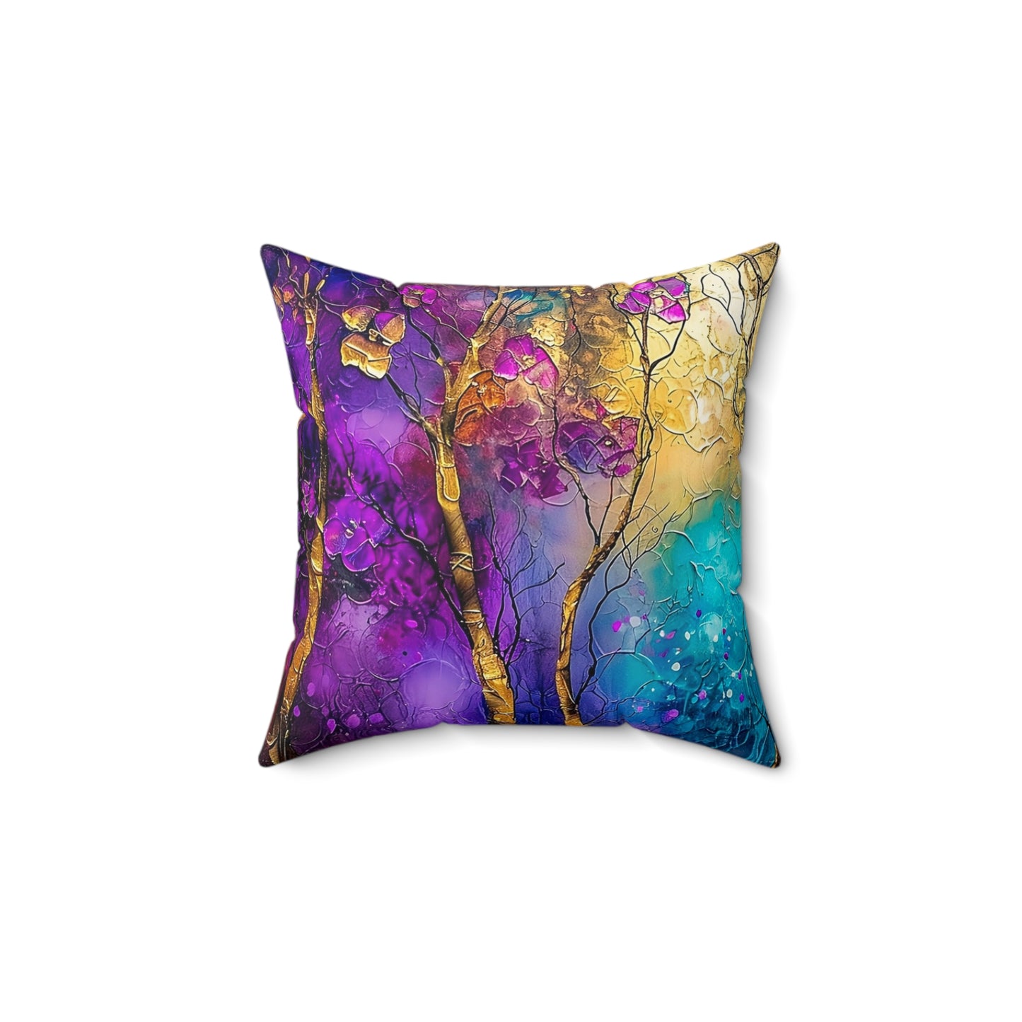 Faux Suede Square Pillow | Colorful Abstract Throw Pillow