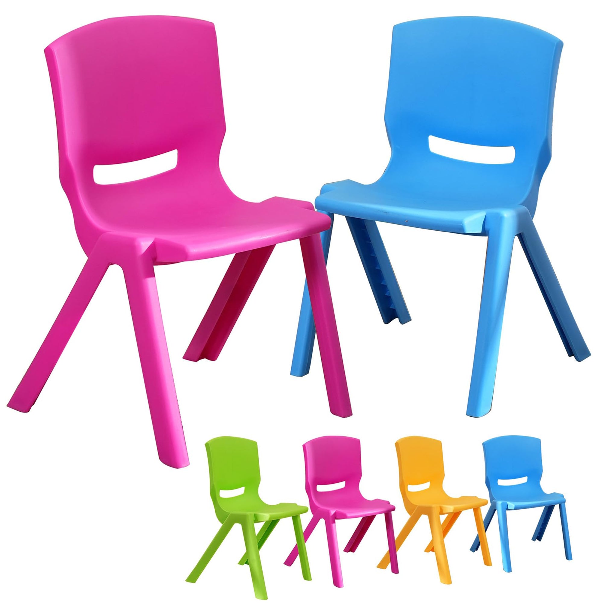 Kids Chair,Children Lightweight Plastic 4 Chairs Set with 11.8' H Seat for Playrooms,Preschool,Toddlers (Enlarge Size)