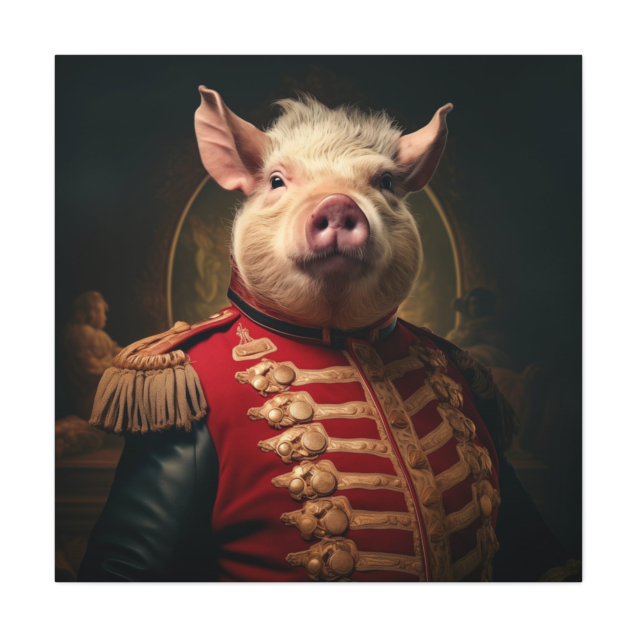 Victorian Pig Soldier "General Sow" Gallery Wrap Canvas
