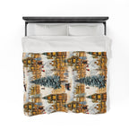 Velveteen Plush Blanket | Victorian Town Gold Winter Village from The Curated Goose