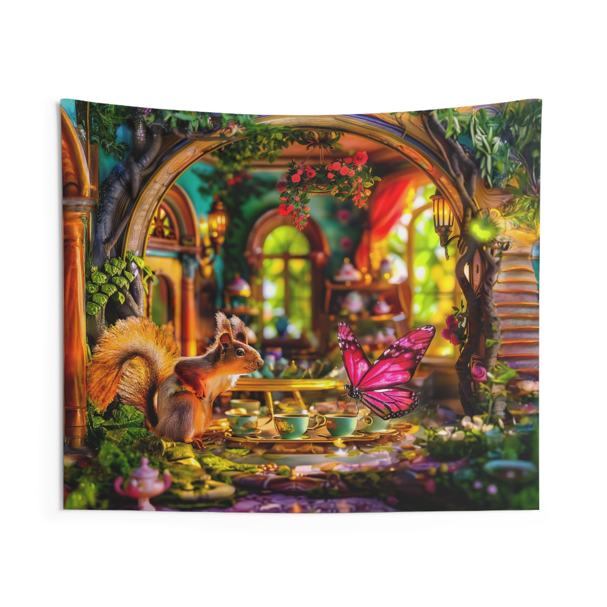 Animal Tea Party Time Tapestry | Easy Kids Room Decoration