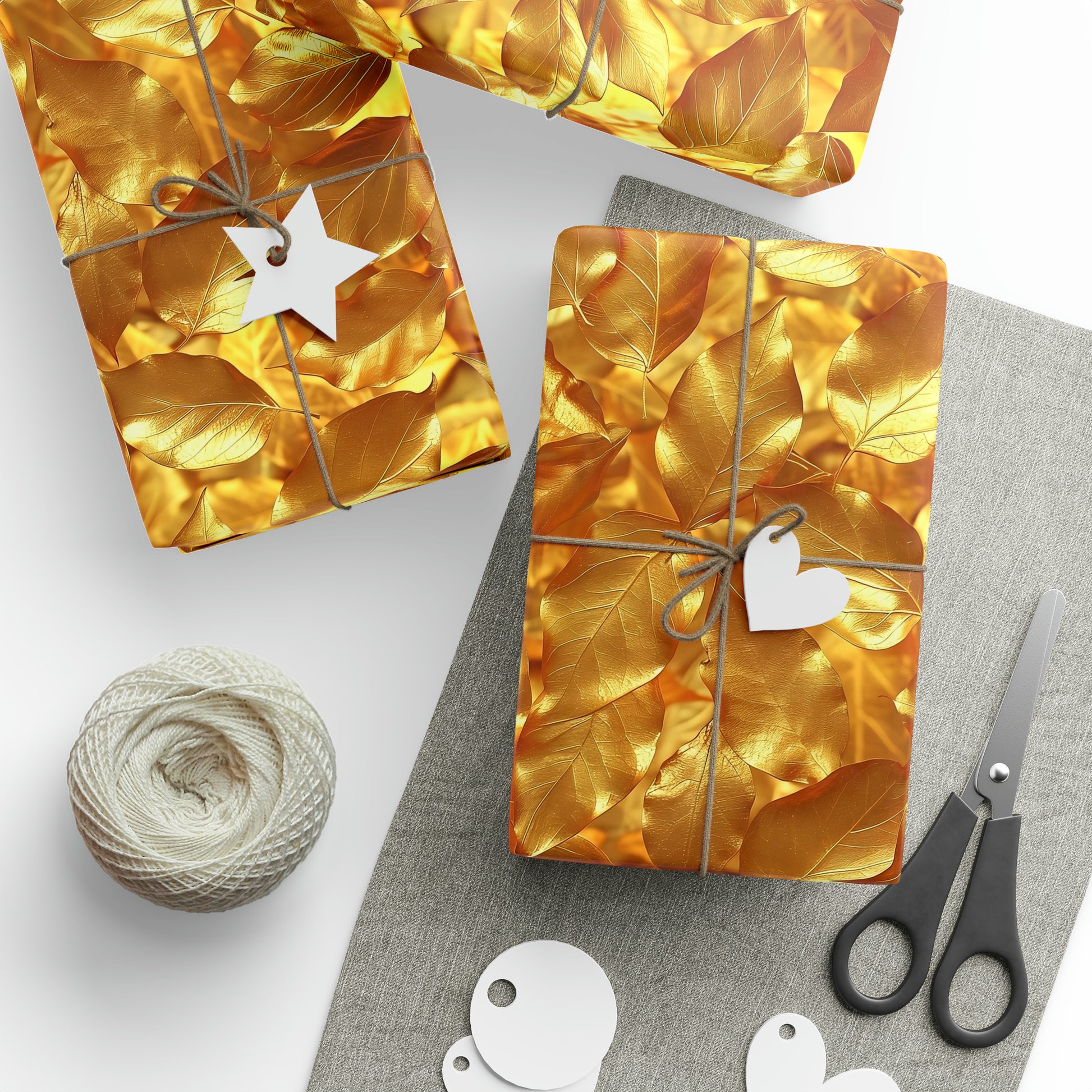 Elegant Gold Leaf Wrapping Paper Rolls - Gleaming Metallic Gift Wrap for All Occasions from The Curated Goose