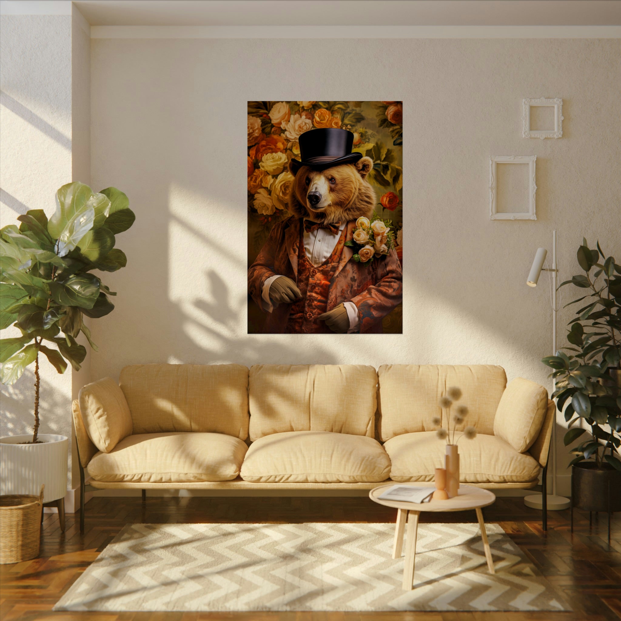 Elegant Victorian Bear Portrait - Regal Animal in Suit and Top Hat - Victorian Wedding Party Collection from The Curated Goose