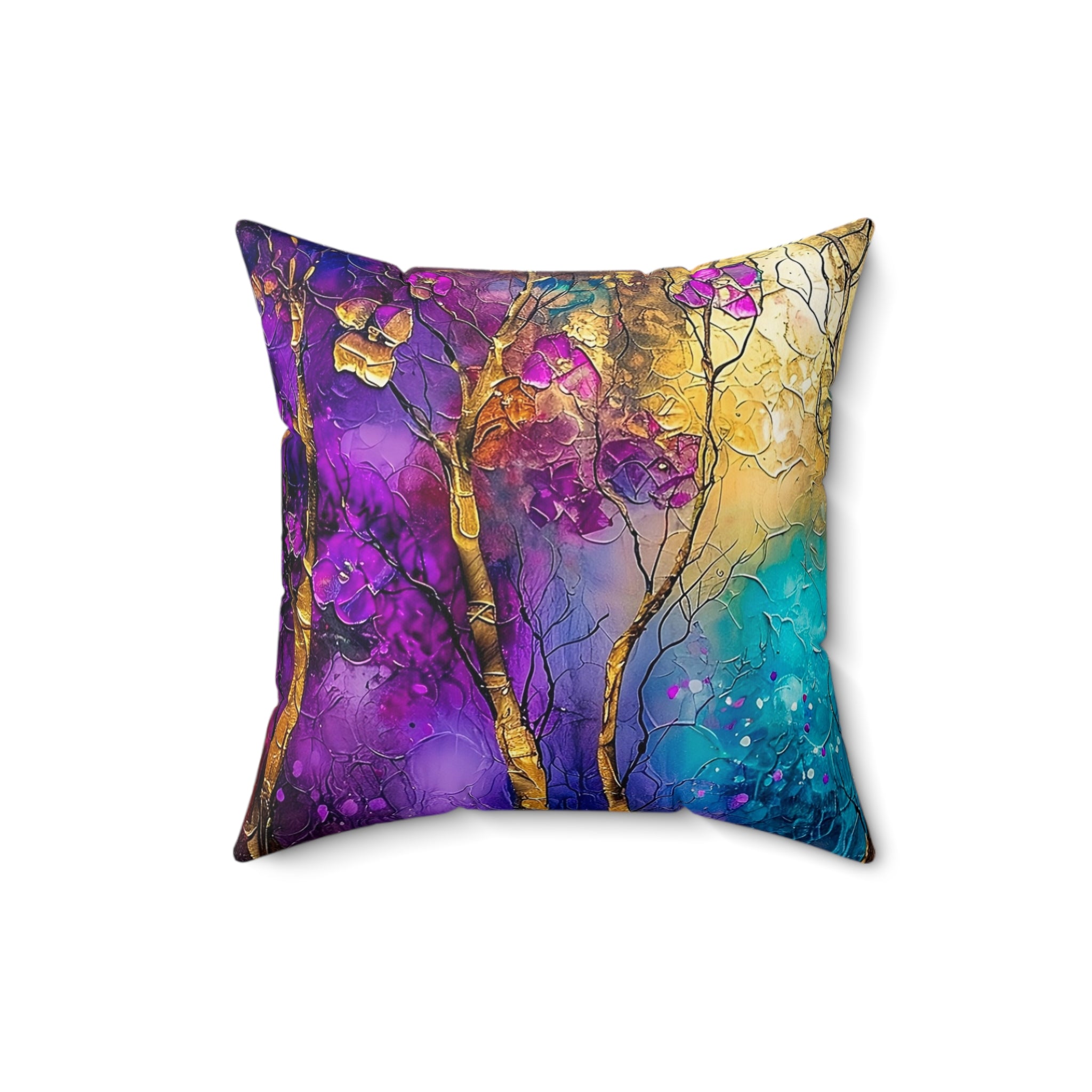 Faux Suede Square Pillow | Colorful Abstract Throw Pillow
