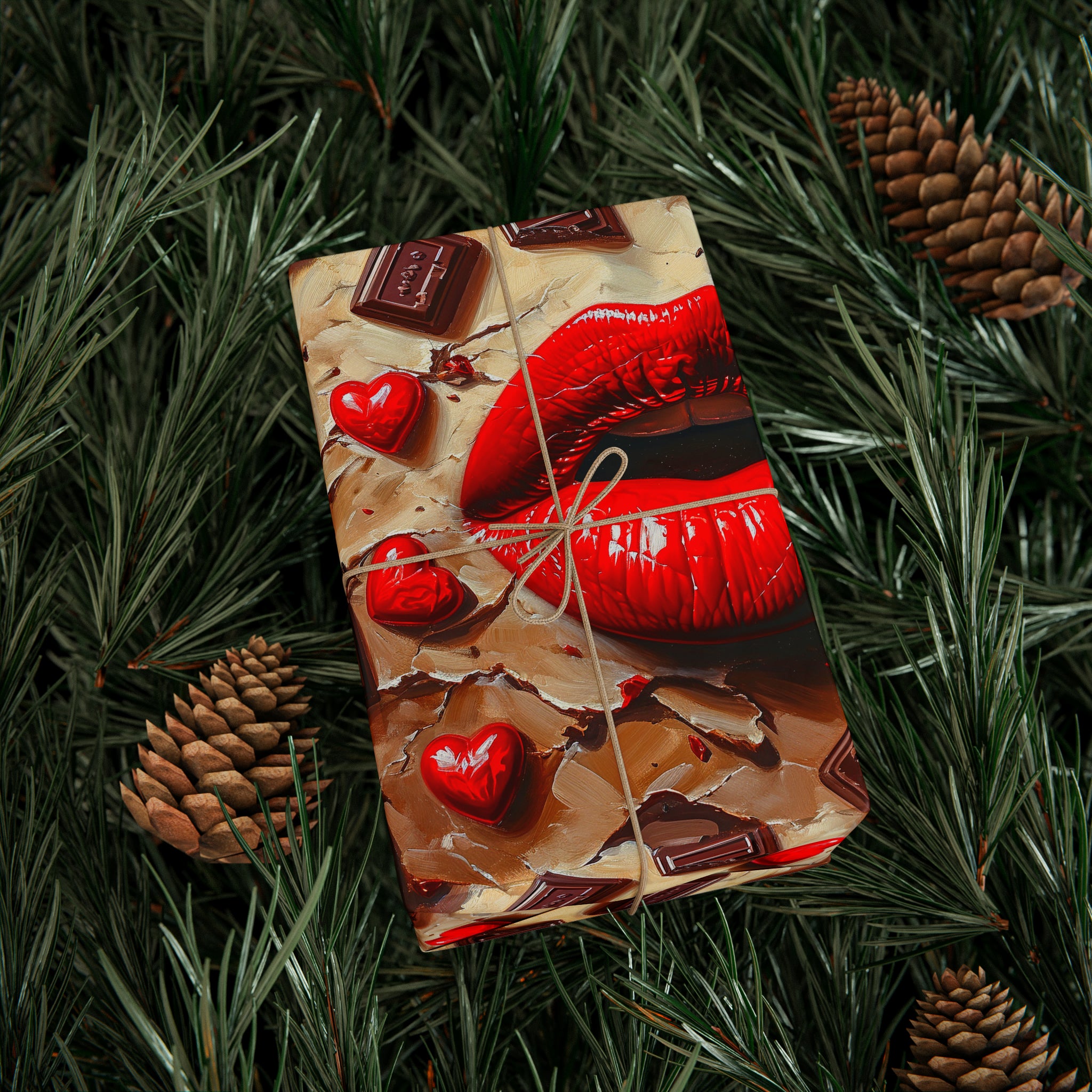 Lips & Chocolate Valentine's Day Wrapping Paper from The Curated Goose