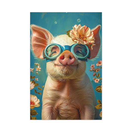 Pig Portrait Canvas Art Print from The Curated Goose