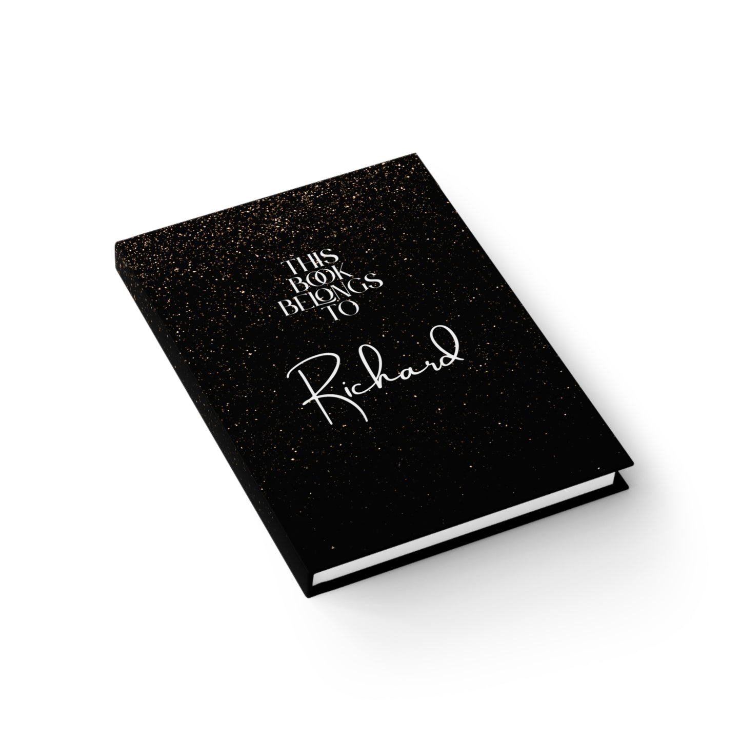 Custom Name Hardcover Journal – Black Sparkle Personalized Notebook