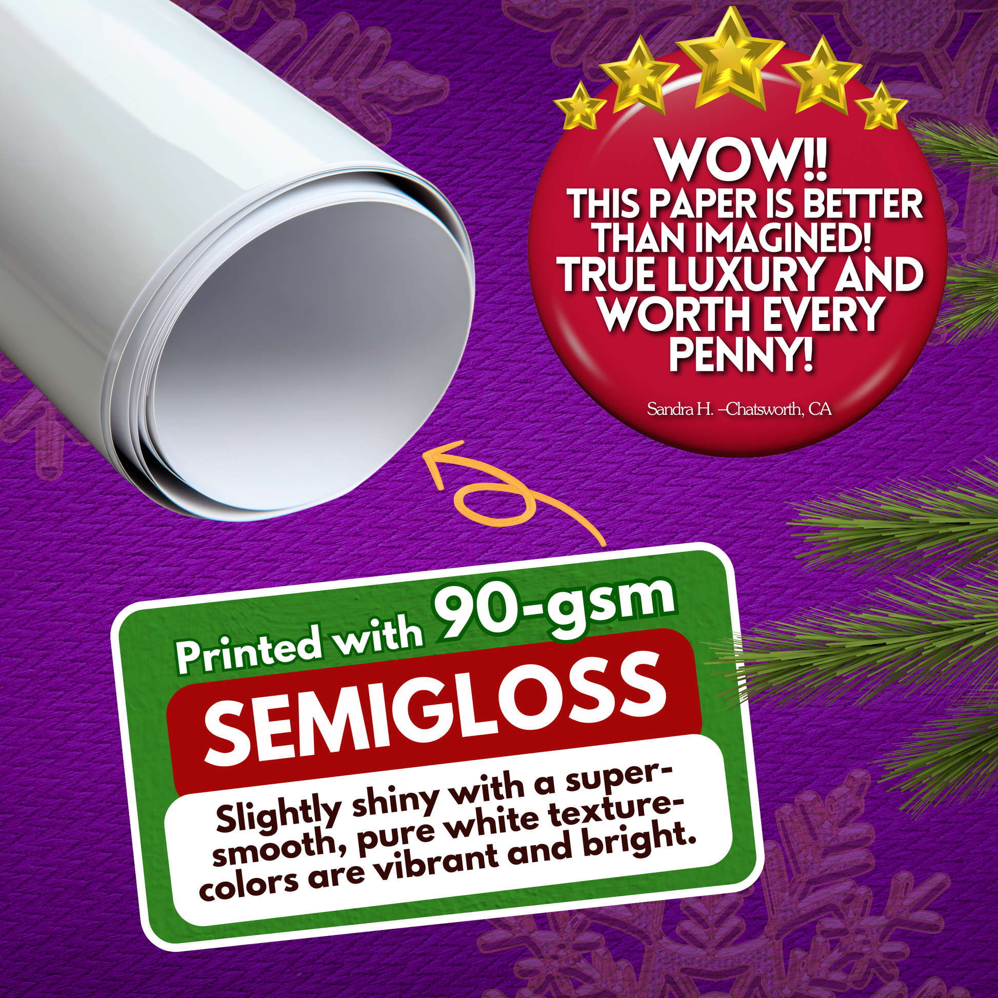 semigloss 90-gsm fine art paper for Mountain town holiday wrapping paper rolls from The Curated Goose