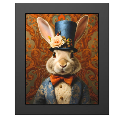 Victorian Bunny Art Print – Dapper Rabbit Portrait, Vintage Animal Art, Canvas or Framed Print, Whimsical Wall Art, Regency Hare Decor