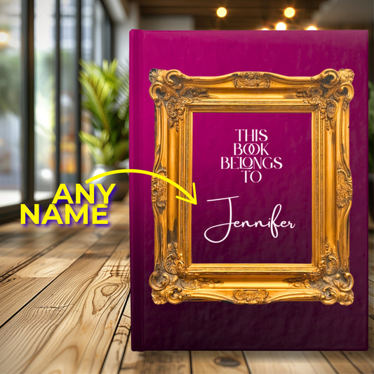 Custom Name Hardcover Journal-Pink & Gold Frame Luxury Personalized Notebook
